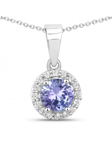 0.55 Carat Genuine Tanzanite and White Topaz .925 Sterling Silver Pendant En savoir plus