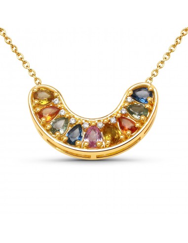 1.40 Carat Genuine Multi Sapphire .925 Sterling Silver Necklace s'inspire de l'anatomie humaine