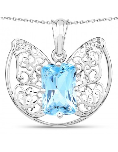 11.10 Carat Genuine Swiss Blue Topaz .925 Sterling Silver Pendant est présent 