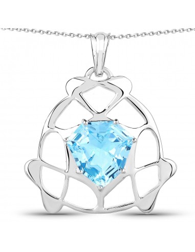 11.50 Carat Genuine Swiss Blue Topaz .925 Sterling Silver Pendant pas cher 