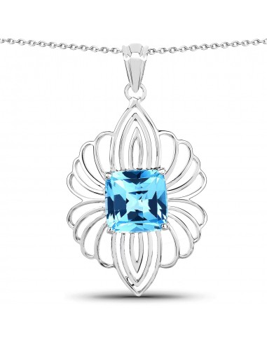 8.18 Carat Genuine Swiss Blue Topaz .925 Sterling Silver Pendant d'Europe débarque