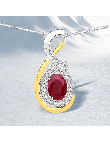 0.93 Carat Genuine Ruby and White Diamond .925 Sterling Silver Pendant ou a consommer sur place