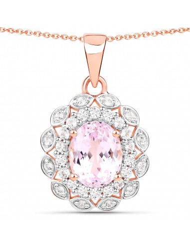 4.26 Carat Genuine Kunzite and White Topaz .925 Sterling Silver Pendant Faites des économies