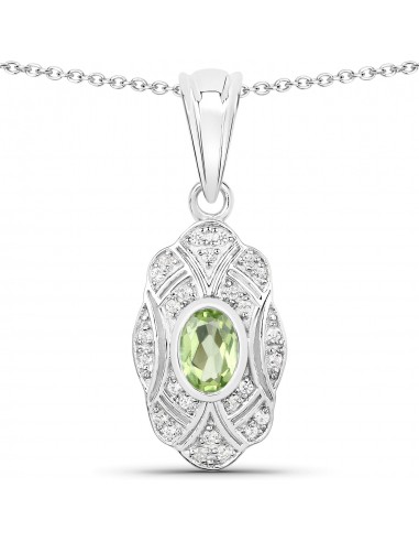 0.55 Carat Genuine Peridot and White Topaz .925 Sterling Silver Pendant de votre