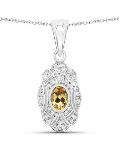 0.55 Carat Genuine Citrine and White Topaz .925 Sterling Silver Pendant livraison gratuite