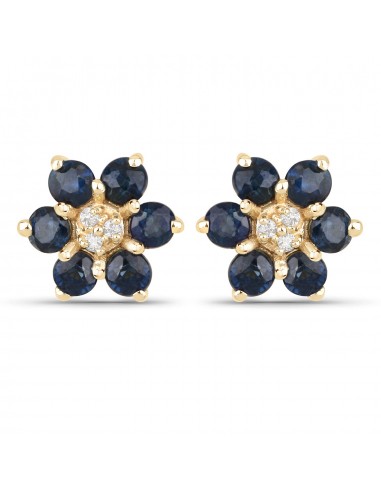 0.50 Carat Genuine Blue Sapphire and White Diamond 10K Yellow Gold Earrings Comparez plus de prix