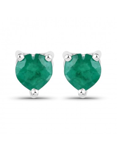 0.90 Carat Genuine Zambian Emerald 14K White Gold Earrings prix