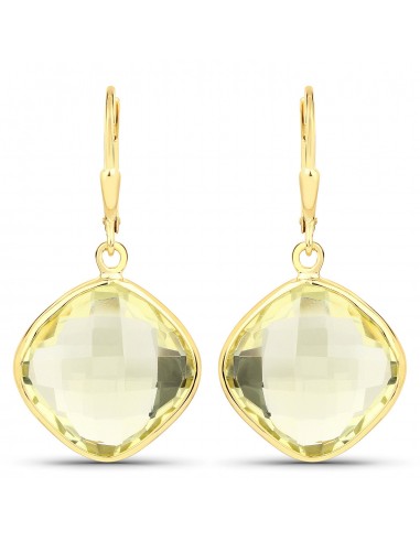 21.40 Carat Genuine Lemon Quartz .925 Sterling Silver Earrings livraison gratuite