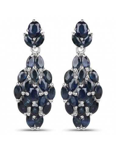 3.86 Carat Genuine Blue Sapphire .925 Sterling Silver Earrings suggérées chez