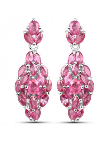 4.12 Carat Genuine Ruby .925 Sterling Silver Earrings Les êtres humains sont 