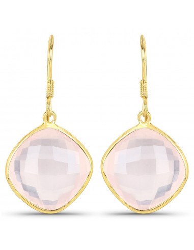 27.70 Carat Genuine Rose Quartz .925 Sterling Silver Earrings soldes