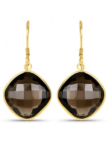 22.80 Carat Genuine Smoky Quartz .925 Sterling Silver Earrings votre restaurant rapide dans 