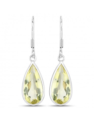 9.42 Carat Genuine Lemon Quartz .925 Sterling Silver Earrings soldes