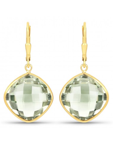 19.60 Carat Genuine Green Amethyst .925 Sterling Silver Earrings Par le système avancé 