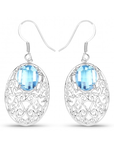 10.72 Carat Genuine Blue Topaz .925 Sterling Silver Earrings prix