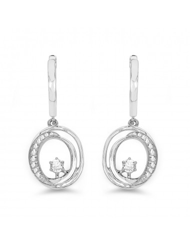 0.37 Carat Genuine White Diamond 14K White Gold Earrings (E-F-G Color, SI Clarity) pas cheres