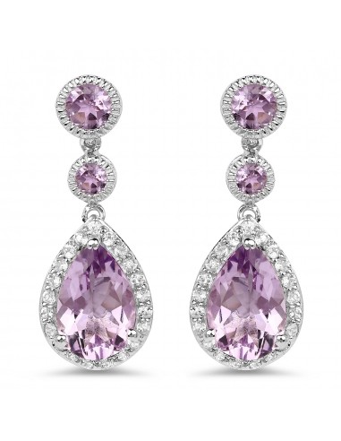 7.16 Carat Genuine Pink Amethyst and White Topaz .925 Sterling Silver Earrings la colonne vertébrale