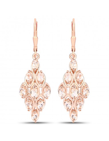 18K Rose Gold Plated 2.70 Carat Genuine Morganite .925 Sterling Silver Earrings acheter