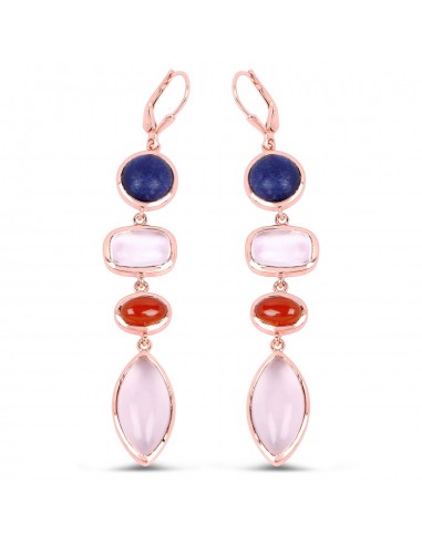 14K Rose Gold Plated 30.55 Carat Genuine Multi Stone .925 Sterling Silver Earrings 2 - 3 jours ouvrés.