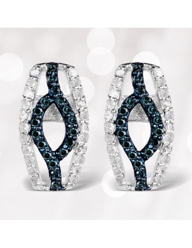 0.42 Carat Genuine Blue Diamond & White Diamond .925 Sterling Silver Earrings Comparez plus de prix