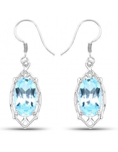 13.68 Carat Genuine Blue Topaz .925 Sterling Silver Earrings chez Cornerstreet bien 