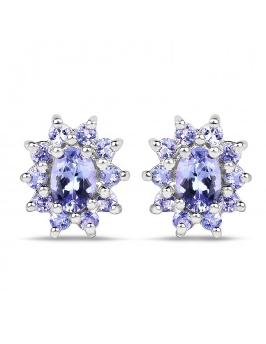 1.58 Carat Genuine Tanzanite .925 Sterling Silver Earrings Pour