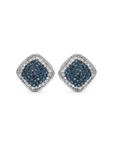 0.69 Carat Genuine Blue Diamond & White Diamond .925 Sterling Silver Earrings À commander