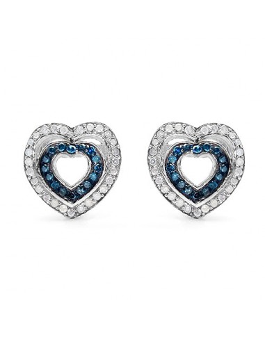 0.49 Carat Genuine Blue Diamond & White Diamond .925 Sterling Silver Earrings les ctes