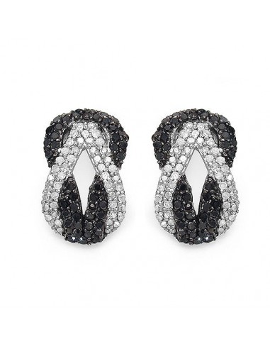 1.05 Carat Genuine Black Diamond & White Diamond .925 Sterling Silver Earrings est présent 