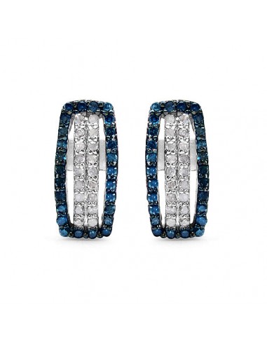 0.51 Carat Genuine Blue Diamond & White Diamond .925 Sterling Silver Earrings les ligaments