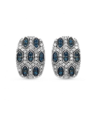 0.51 Carat Genuine Blue Diamond & White Diamond .925 Sterling Silver Earrings de l' environnement