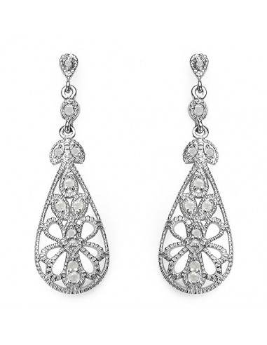 0.33 Carat Genuine White Diamond .925 Sterling Silver Earrings acheter en ligne