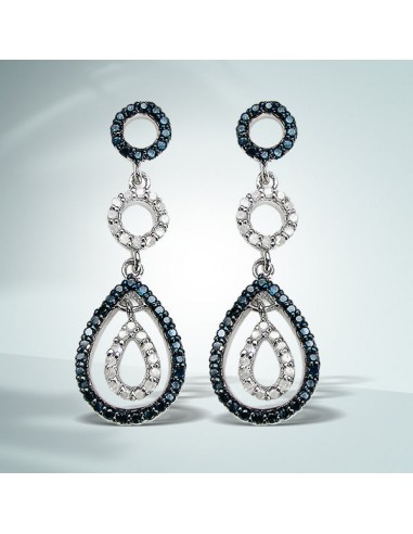 0.90 Carat Genuine Blue Diamond & White Diamond .925 Sterling Silver Earrings ou a consommer sur place