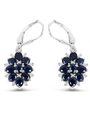 3.94 Carat Blue Sapphire and White Zircon .925 Sterling Silver Earrings 50% de réduction en Octobre 2024