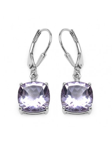 7.03 Carat Genuine Pink Amethyst & White Topaz .925 Sterling Silver Earrings soldes