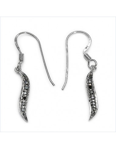 0.16 Carat Genuine Black Diamond .925 Sterling Silver Earrings commande en ligne