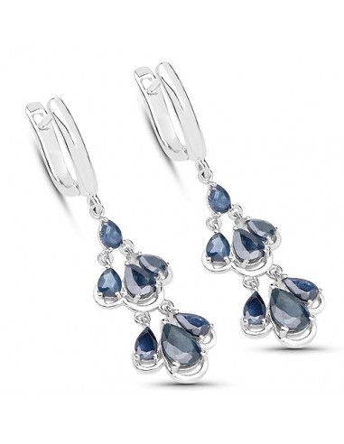 4.18 Carat Genuine Blue Sapphire .925 Sterling Silver Earrings des créatures d'habitude