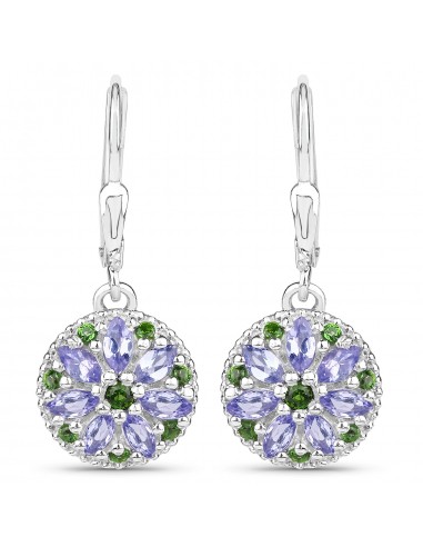 1.48 Carat Genuine Tanzanite & Chrome Diopside .925 Sterling Silver Earrings Voir les baskets