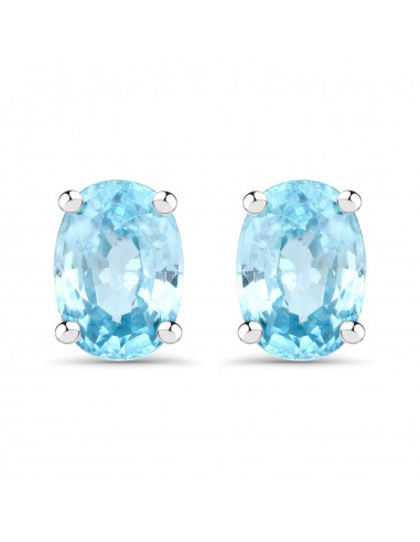 2.40 Carat Genuine Blue Zircon .925 Sterling Silver Earrings commande en ligne