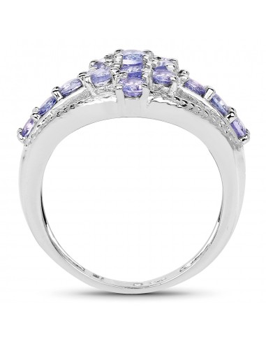 1.28 Carat Genuine Tanzanite .925 Sterling Silver Ring Amélioration de cerveau avec