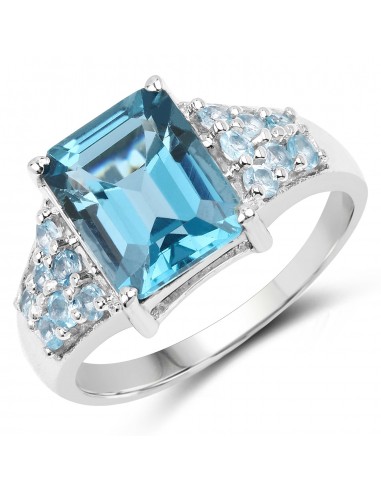 4.39 Carat Genuine London Blue Topaz and Swiss Blue Topaz .925 Sterling Silver Ring Les êtres humains sont 