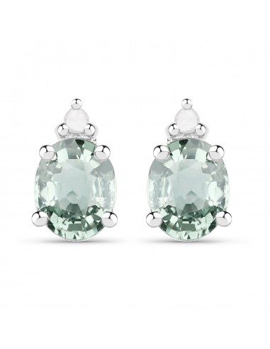 0.64 Carat Genuine Green Sapphire and White Diamond .925 Sterling Silver Earrings Comparez et commandez 