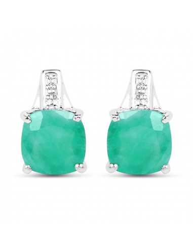 3.20 Carat Genuine Emerald Sterling Silver Earrings Dans la société mordern