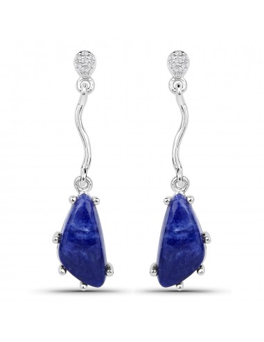 3.75 Carat Genuine Blue Aventurine and White Topaz .925 Sterling Silver Earrings prix