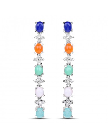 4.40 Carat Genuine Multi Stone .925 Sterling Silver Earrings d'Europe débarque