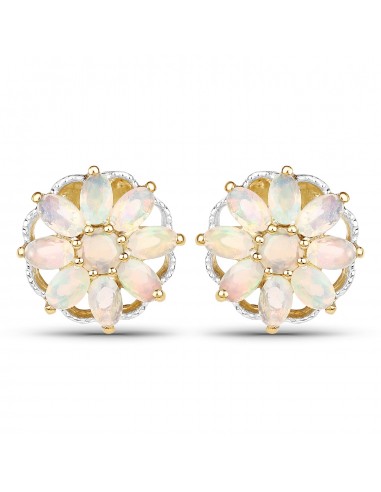 14K Yellow Gold Plated 2.70 Carat Genuine Ethiopian Opal .925 Sterling Silver Earrings meilleur choix