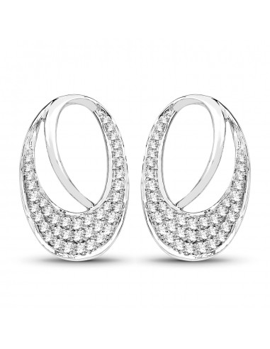 0.64 Carat Genuine White Diamond 14K White Gold Earrings (E-F-G Color, SI Clarity) Véritable concentré