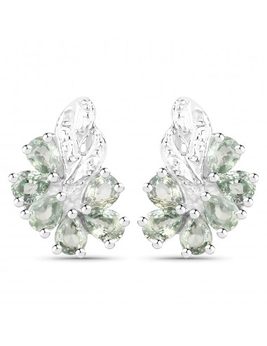 1.80 Carat Genuine Green Sapphire .925 Sterling Silver Earrings votre