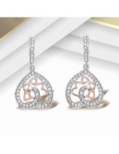 0.71 Carat Genuine White Diamond 14K White & Rose Gold Earrings (E-F Color, SI Clarity) ou a consommer sur place