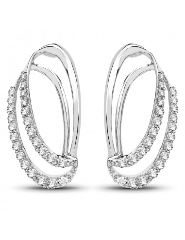 0.41 Carat Genuine White Diamond 14K White Gold Earrings (F-G Color, SI Clarity) Fin de série